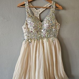 Sparkling Sequin Dress with Cream Skirt
